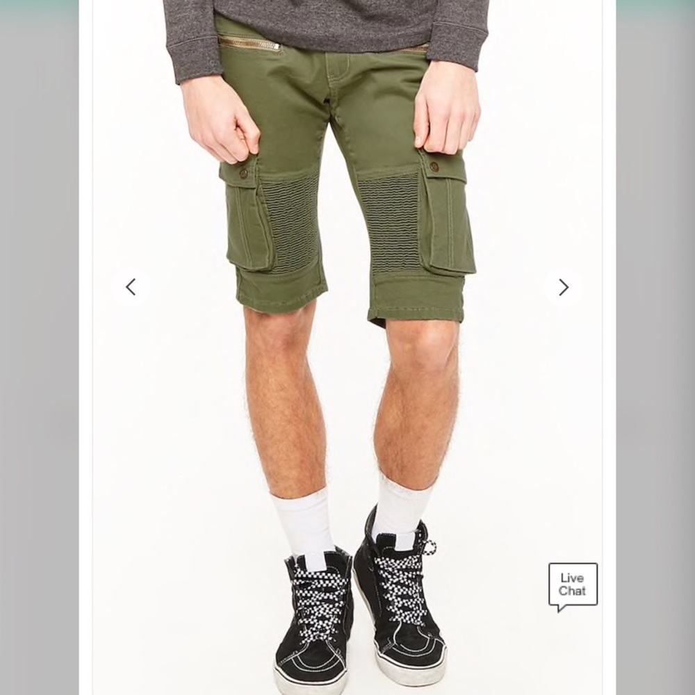 green cargo shorts